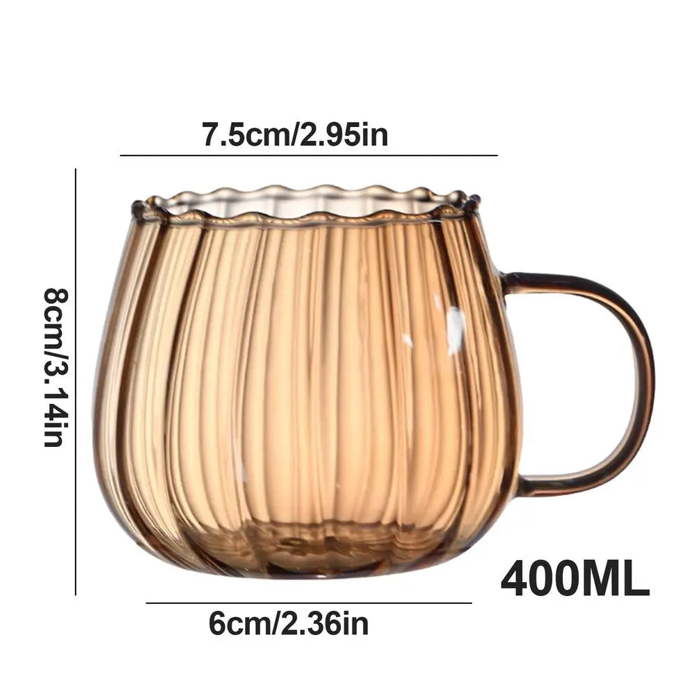 1PC Stripes Glass Mug Cute Coffee Mugs Pumpkin