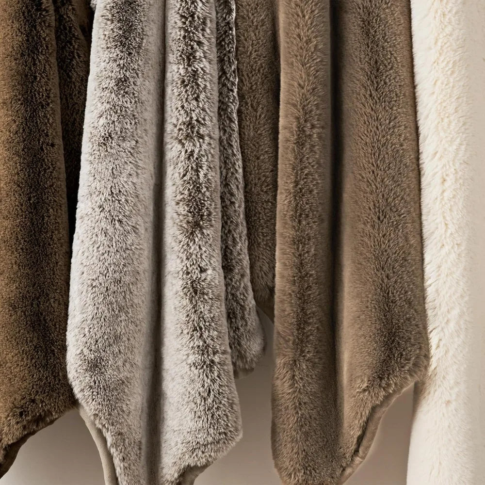 Luxury Soft Faux Chinchilla Fur Throw Blanket Thick Heavy