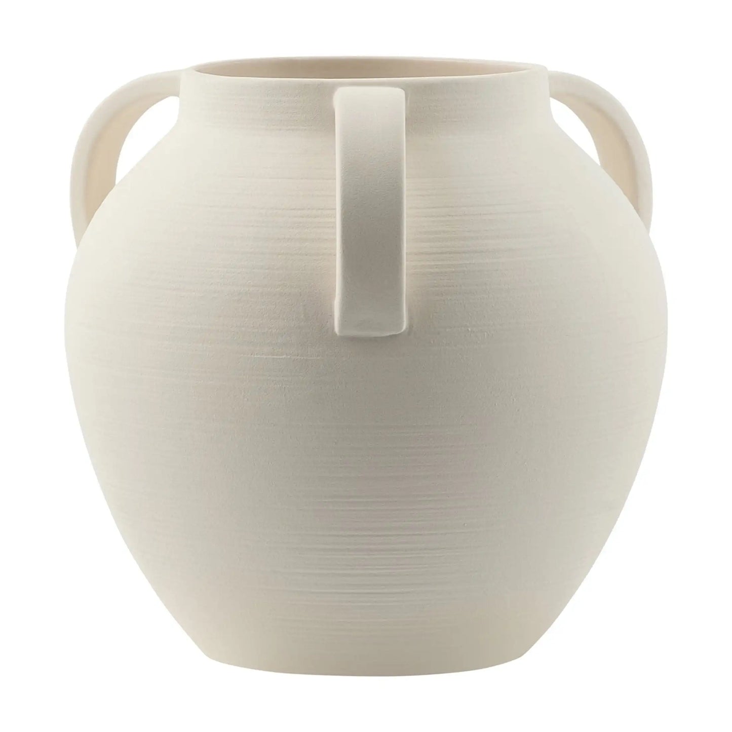 Textured Ceramic Stoneware Vase with Handles, 8'', White