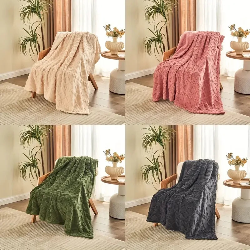 Ultra-Soft 3D Plush 1pc Luxurious Fleece Blanket
