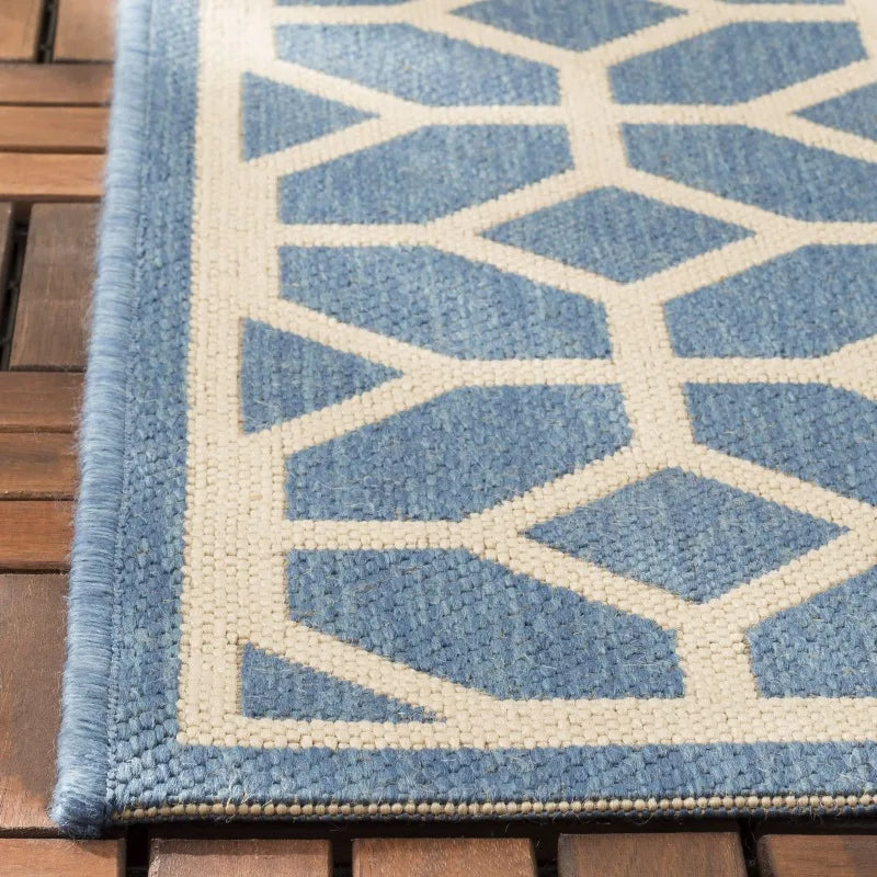 Geometric Indoor/Outdoor Area Rug, Blue/Creme, 2'2" x 4'