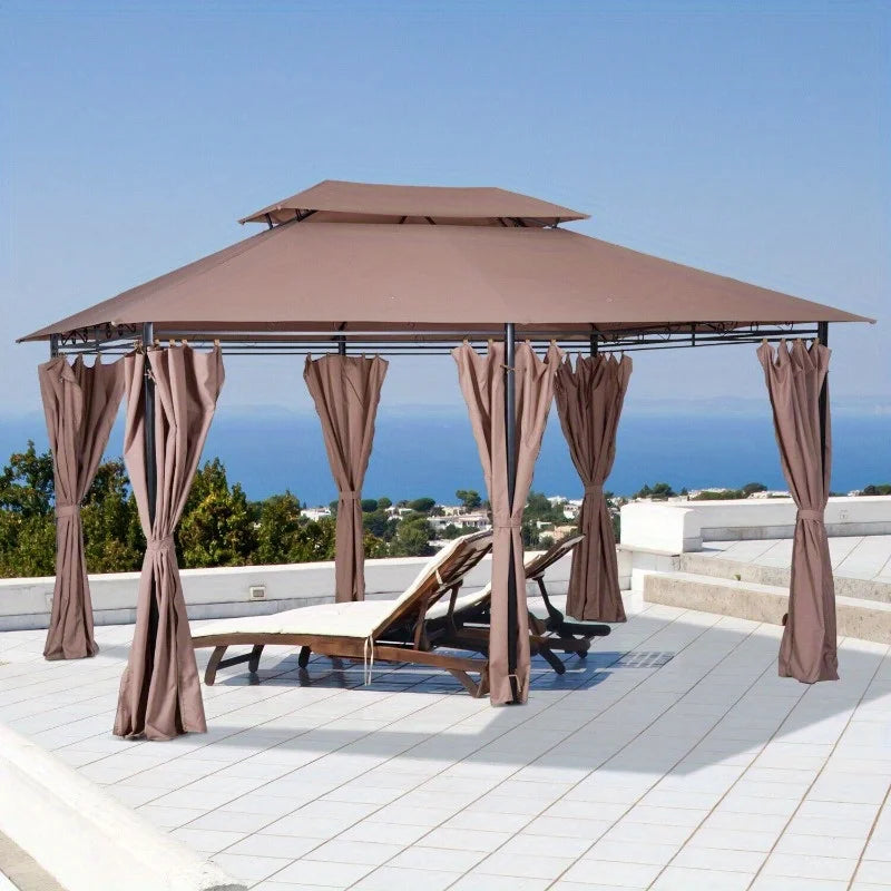 10'x13' Outdoor 2-Tier Vented Canopy Steel Gazebo