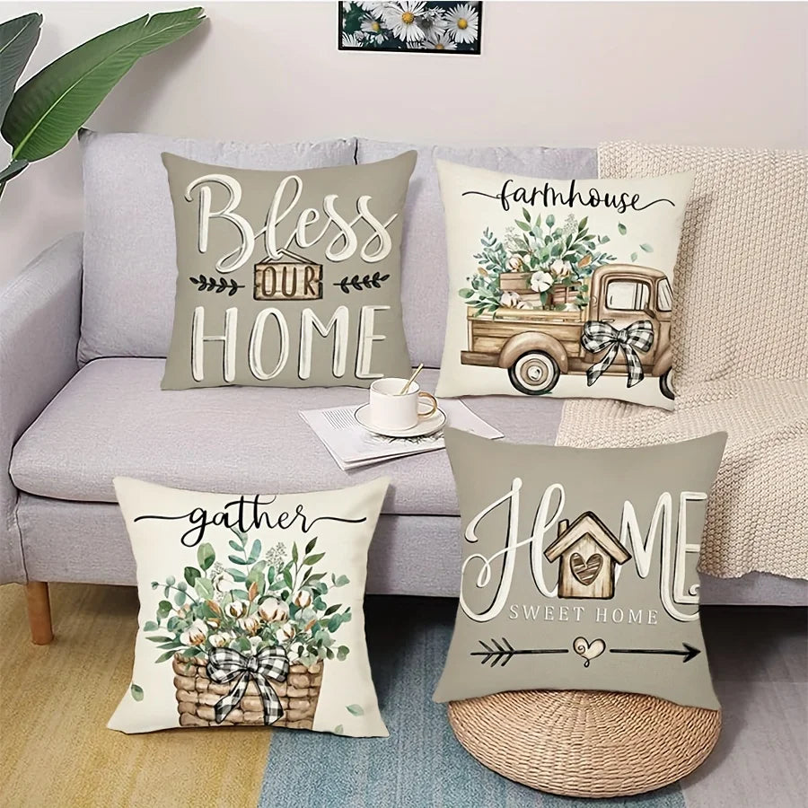 4-Piece Rustic Throw Pillow Covers