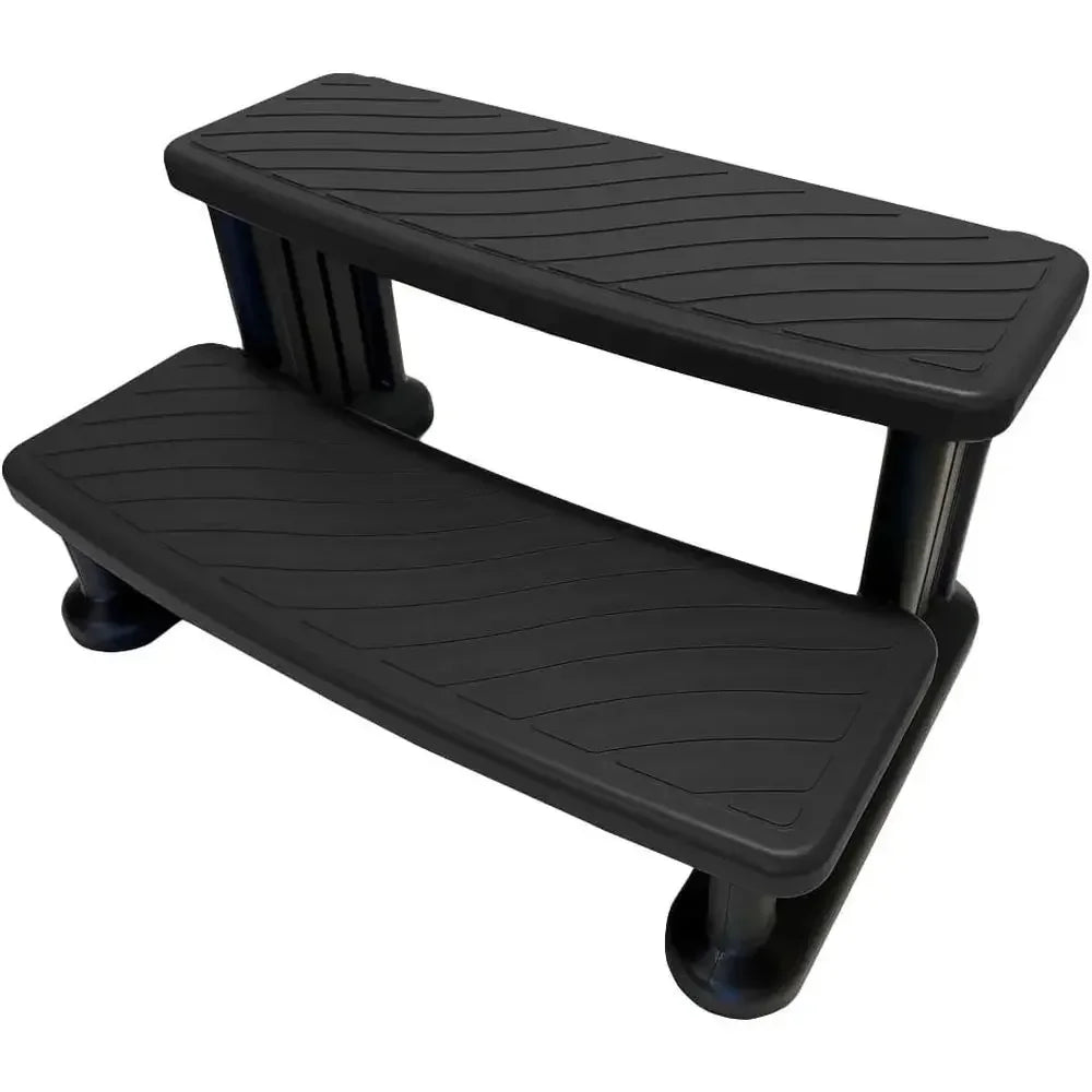 Outdoor Spa and Hot Tub Anti-Slip Steps with Support - Black
