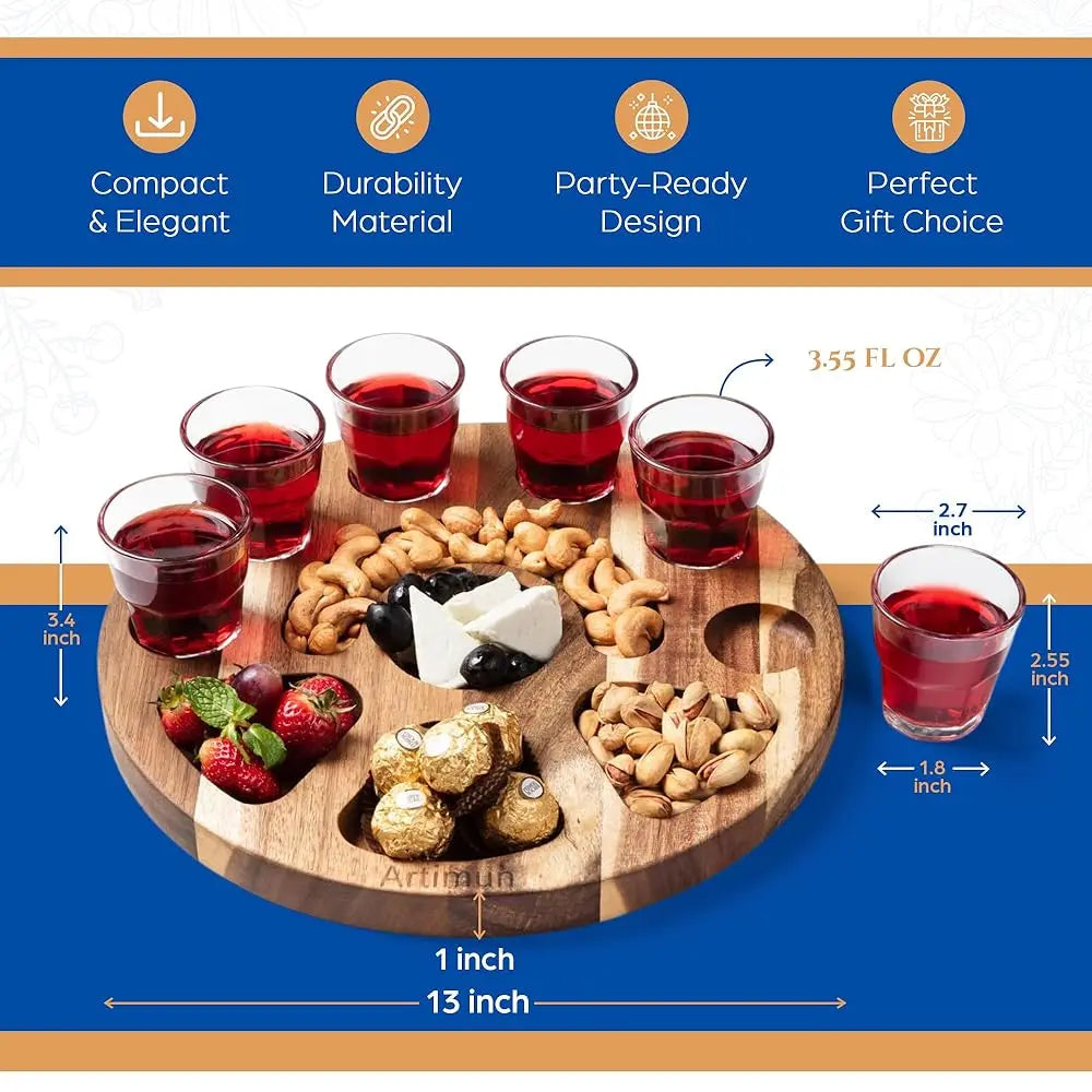 Tequila Shot Glasses Wooden Tray For Gift - Decorations