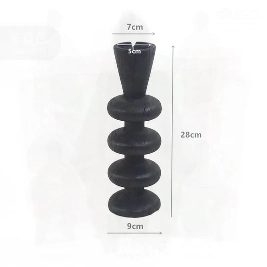 Handcrafted Walnut Wood Carbonized Steel Candlestick Black Small & Large Sizes Desktop Shooting Props Home Decor