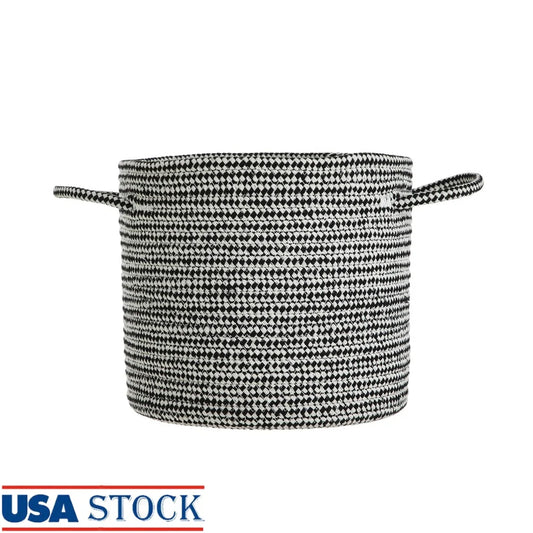 Round Cotton Rope Storage Basket with Handles