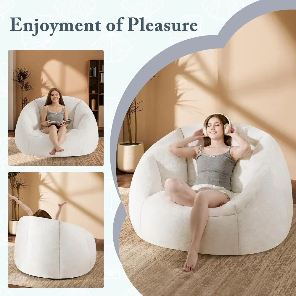 Swivel Giant Bean Bag Chair with Ottoman - Oversized