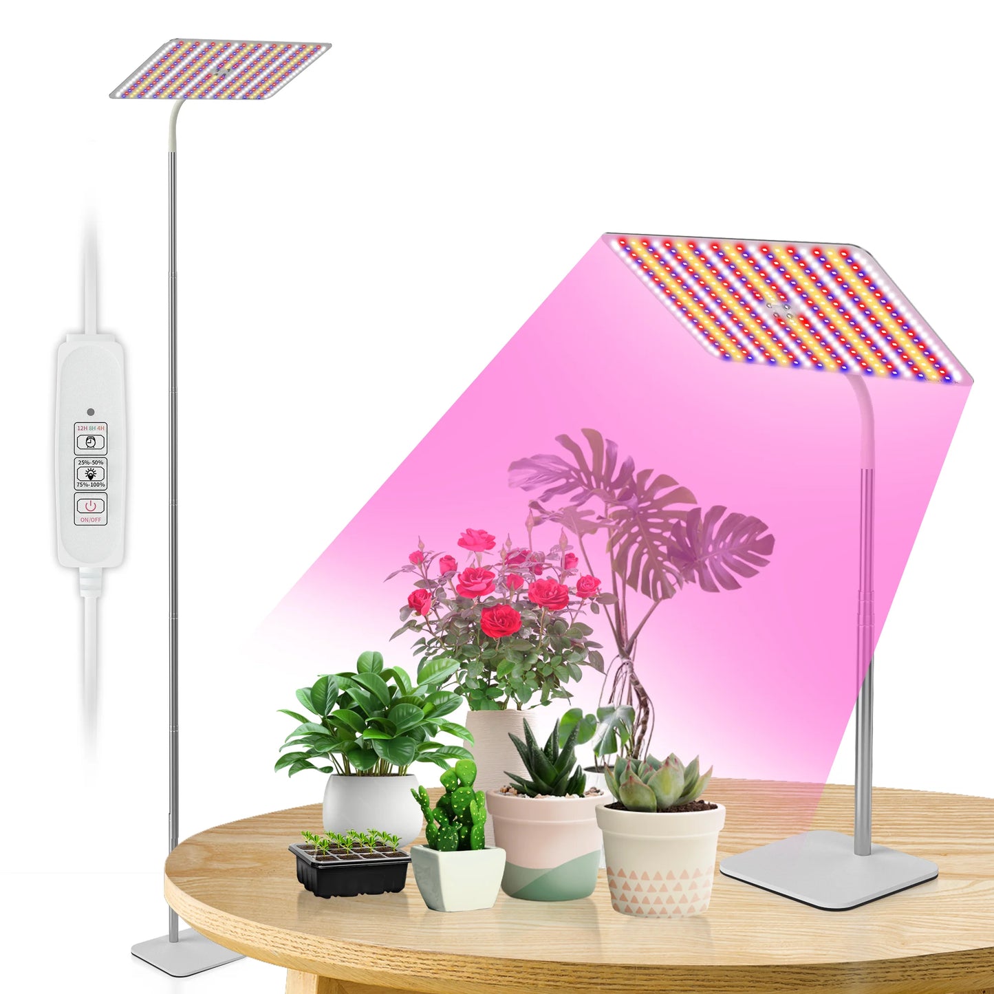 48W Grow Lights for Indoor Plants with Stand, Full Spectrum LED