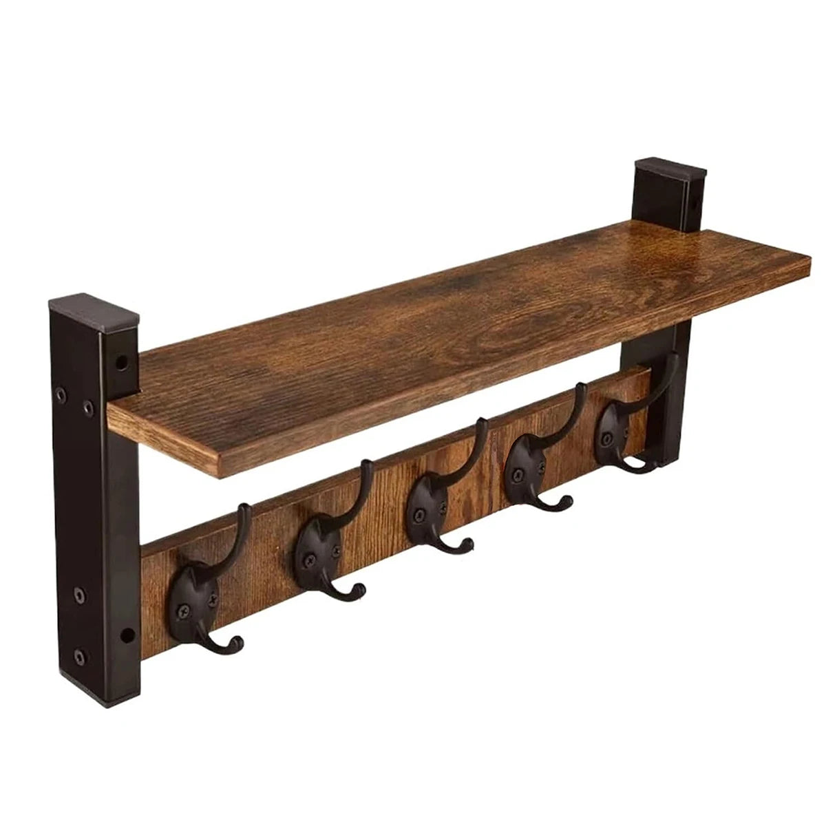 Rustic Wood Key Holder Wall Shelf Wall Mounted
