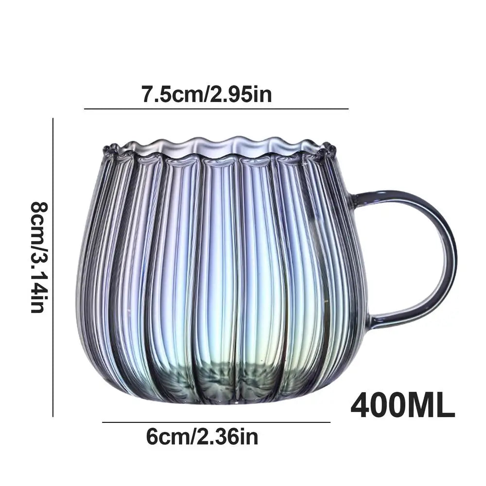 1PC Stripes Glass Mug Cute Coffee Mugs Pumpkin