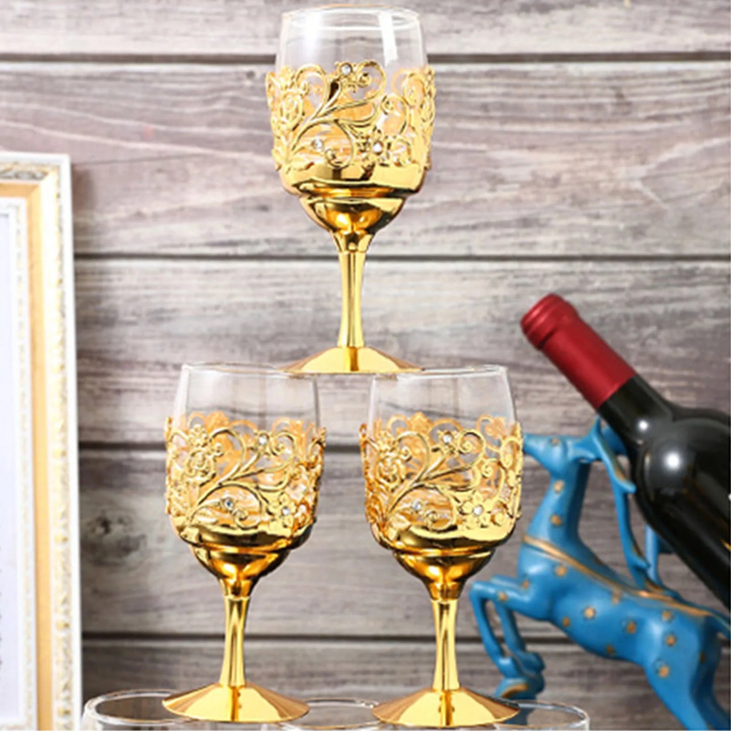 European Style Wine Goblets Metal Glass Liquor Cups