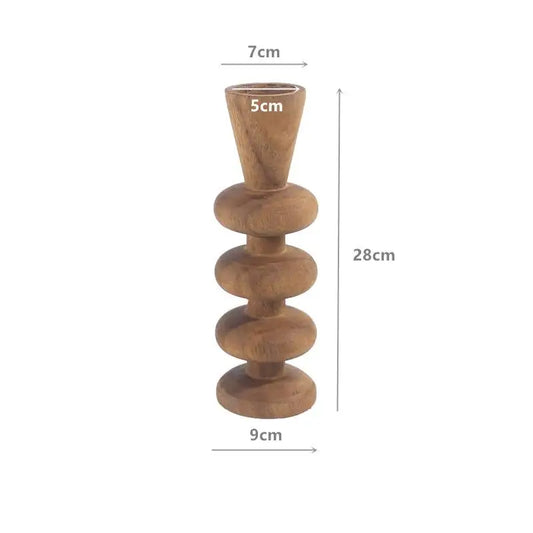 Handcrafted Walnut Wood Carbonized Steel Candlestick Black Small & Large