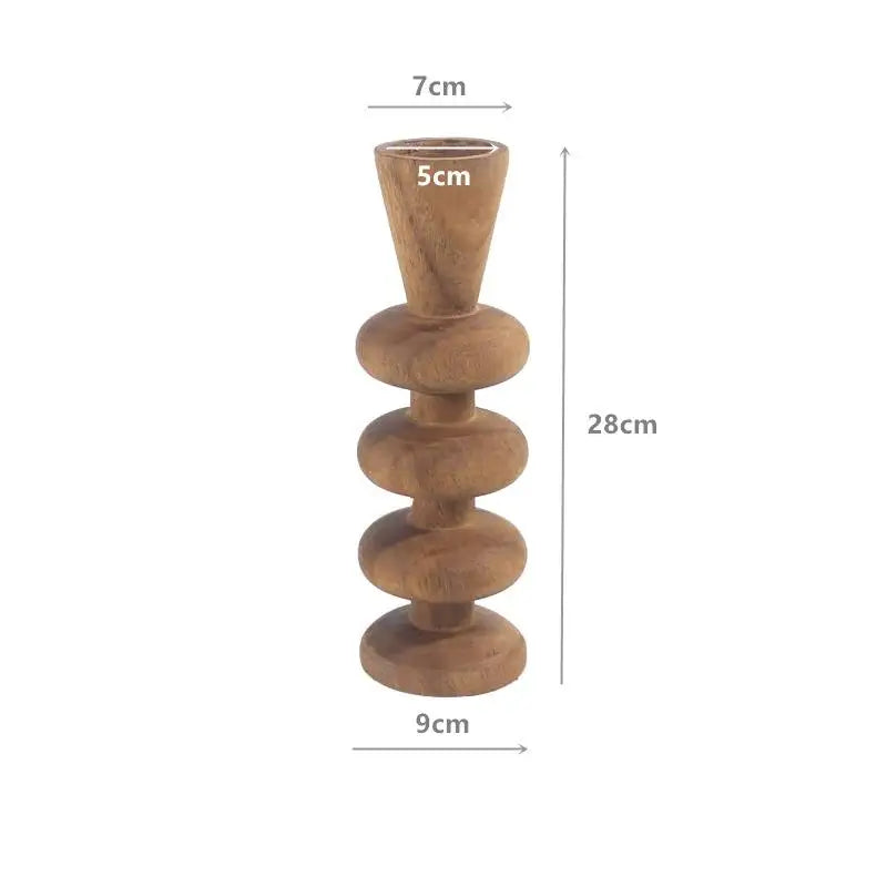 Handcrafted Walnut Wood Carbonized Steel Candlestick Black Small & Large Sizes Desktop Shooting Props Home Decor