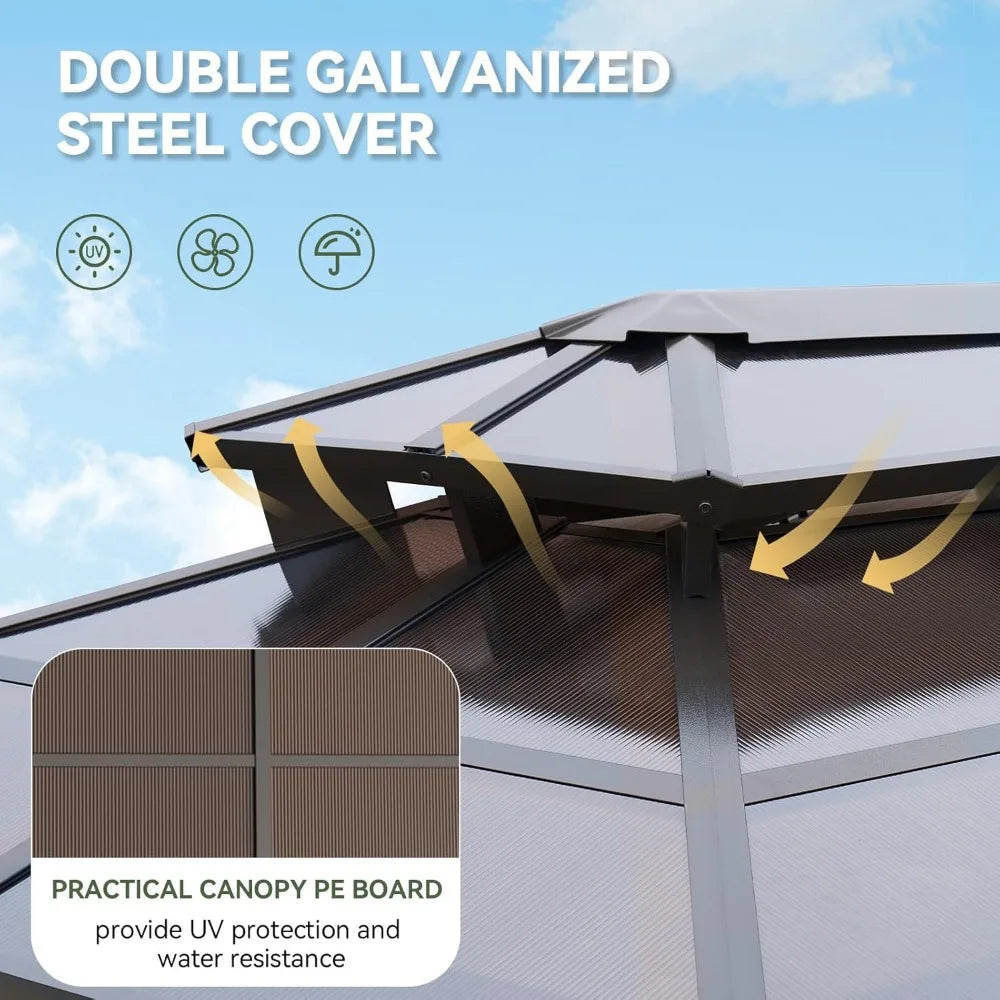 8'x5' Hardtop Grill Gazebo  Polycarbonate Roof, Aluminum Frame