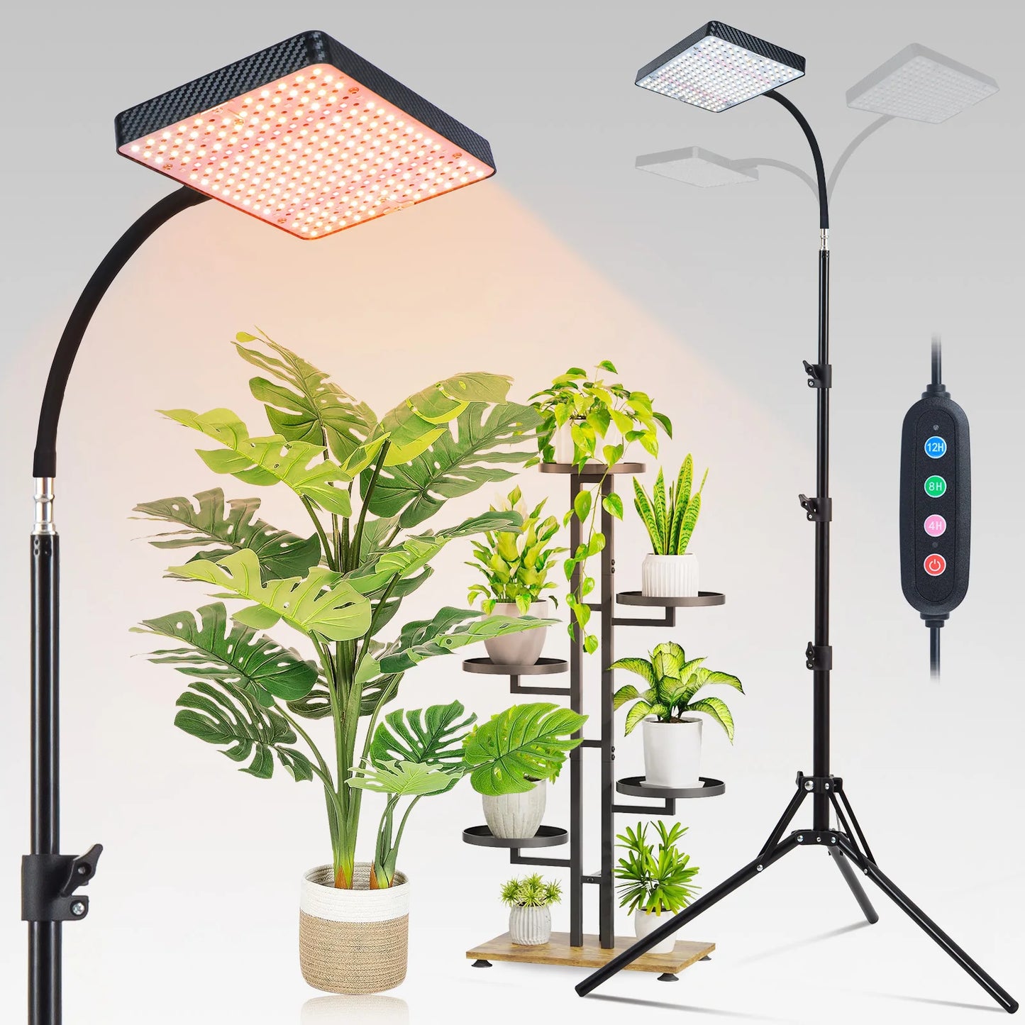 Grow Lights with Stand and Timer, 24"-64" Height Adjustable