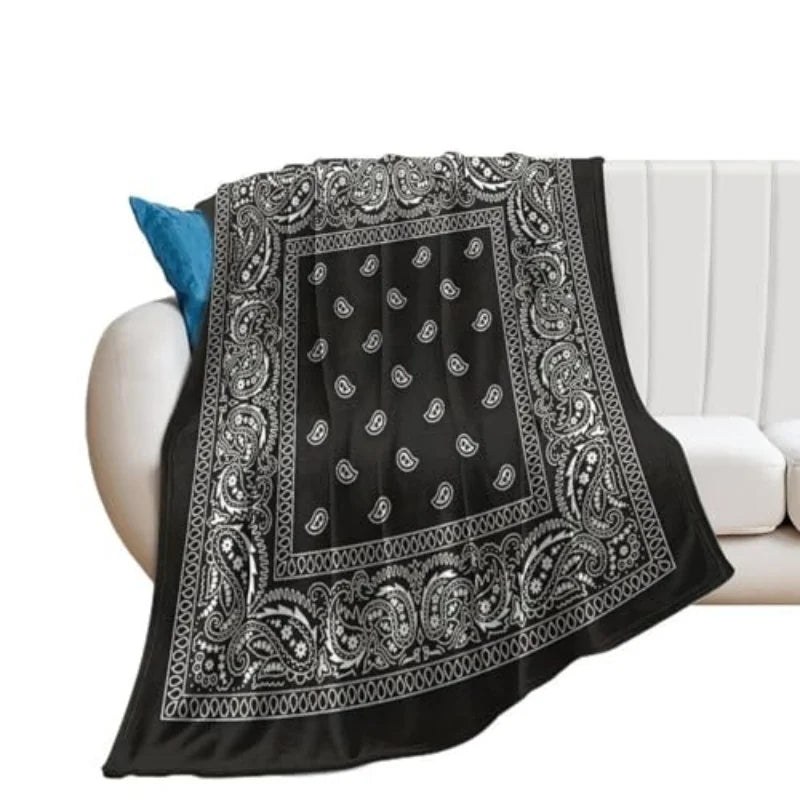 Black Paisley Art Blanket Soft and Warm Throw Super Soft Micro Plush Blanket