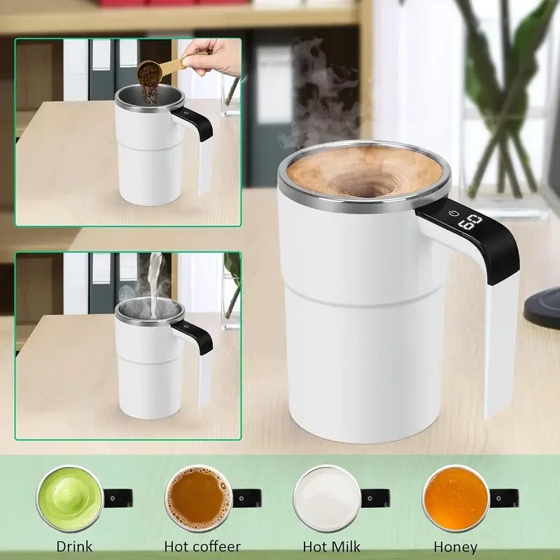 Smart coffee cup LED display USB charging magnetic mixing