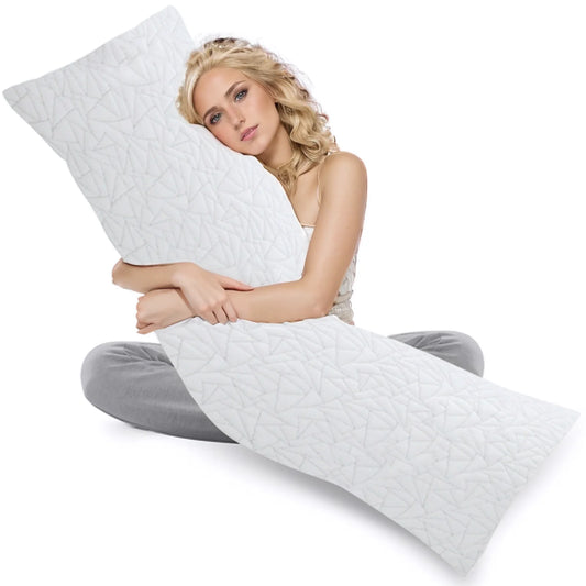 Memory Foam-Fluffy Body Pillows - 20x54 inch, White