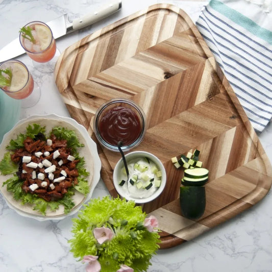 Herringbone Cutting, Carving and Serving Cheese Board, 13" x 19" for the