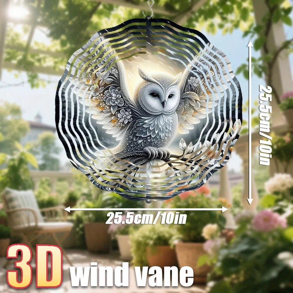 3D Owl Wind Chime Aluminum Spinning Wind Spinner