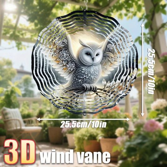 3D Owl Wind Chime Aluminum Spinning Wind Spinner