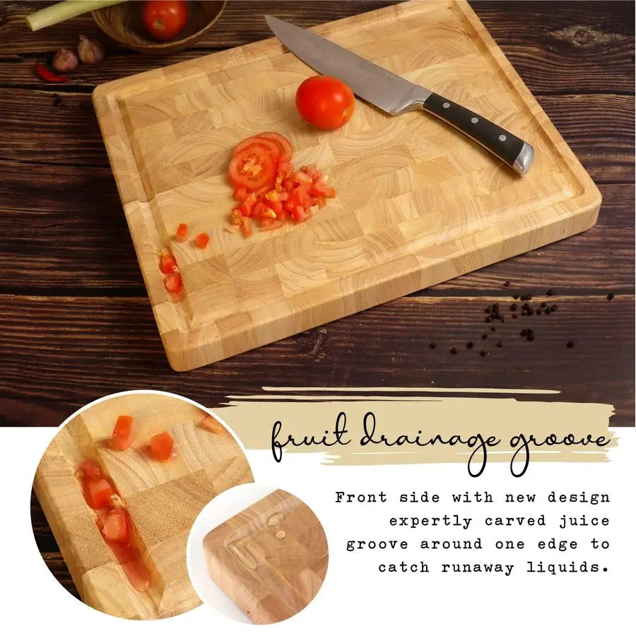 Butcher Block End Grain Cutting Board 17x13x1.5in