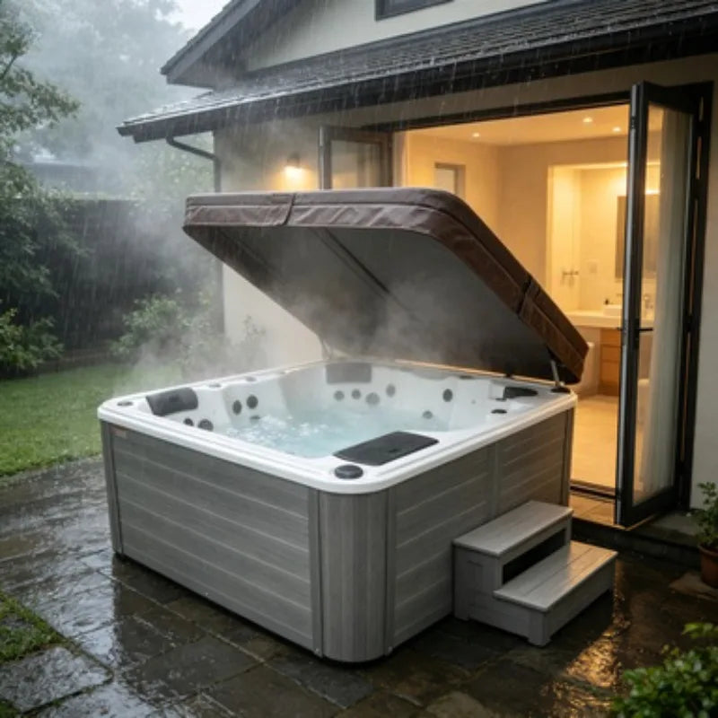 7 Person Hot Tub 105 Jets Waterfall 38 LED Lights