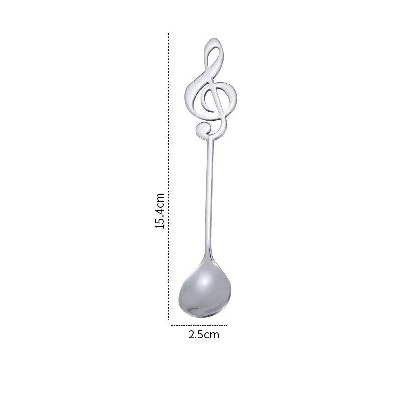 3/5/10pcs 304 Stainless Steel Musical Notes Coffee Spoon