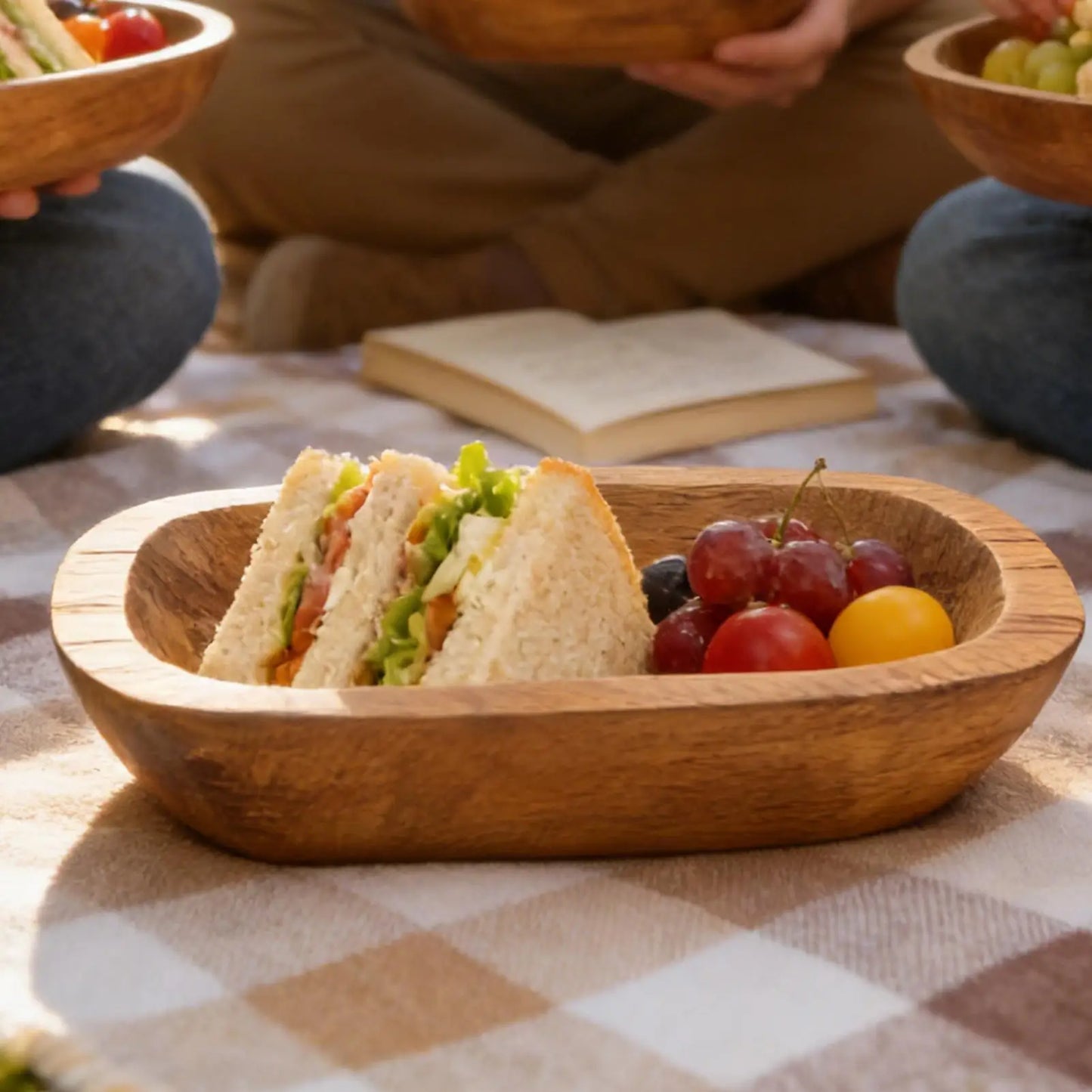 Wooden Bowl Handcrafted Bread Tray
