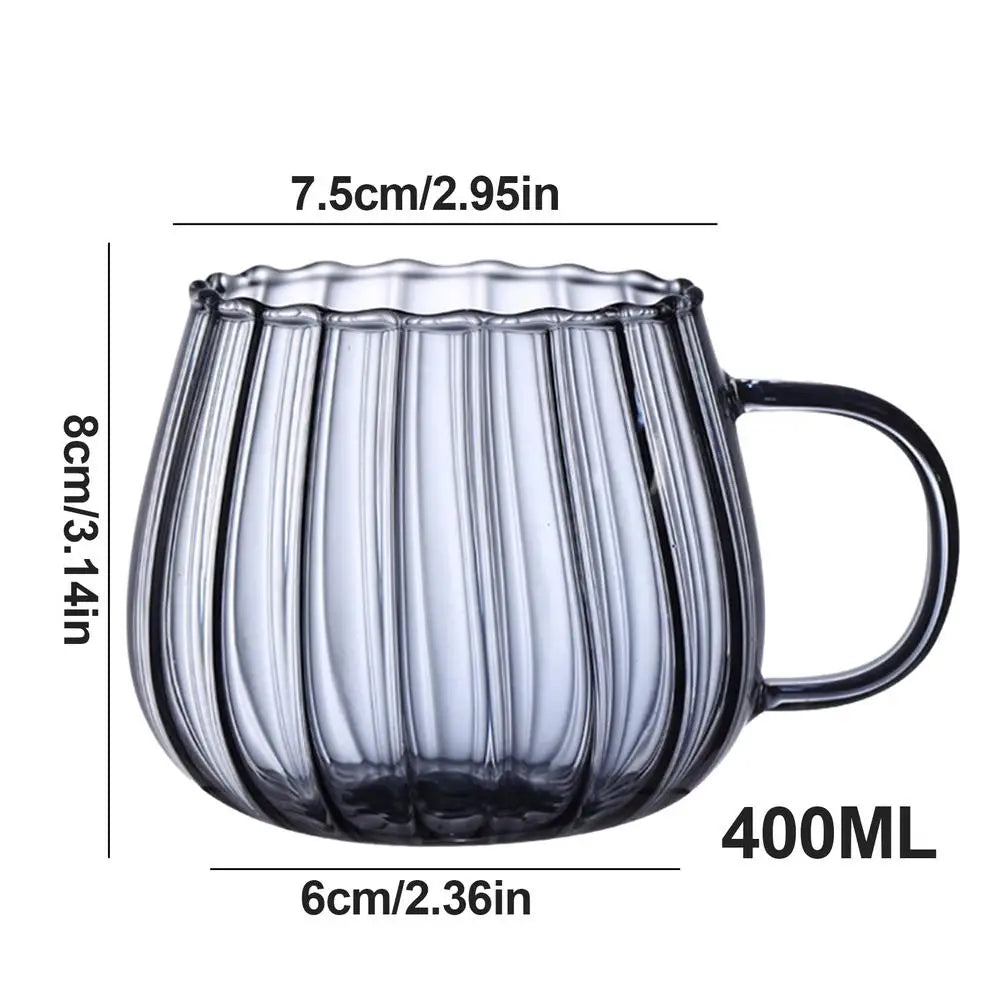 1PC Stripes Glass Mug Cute Coffee Mugs Pumpkin