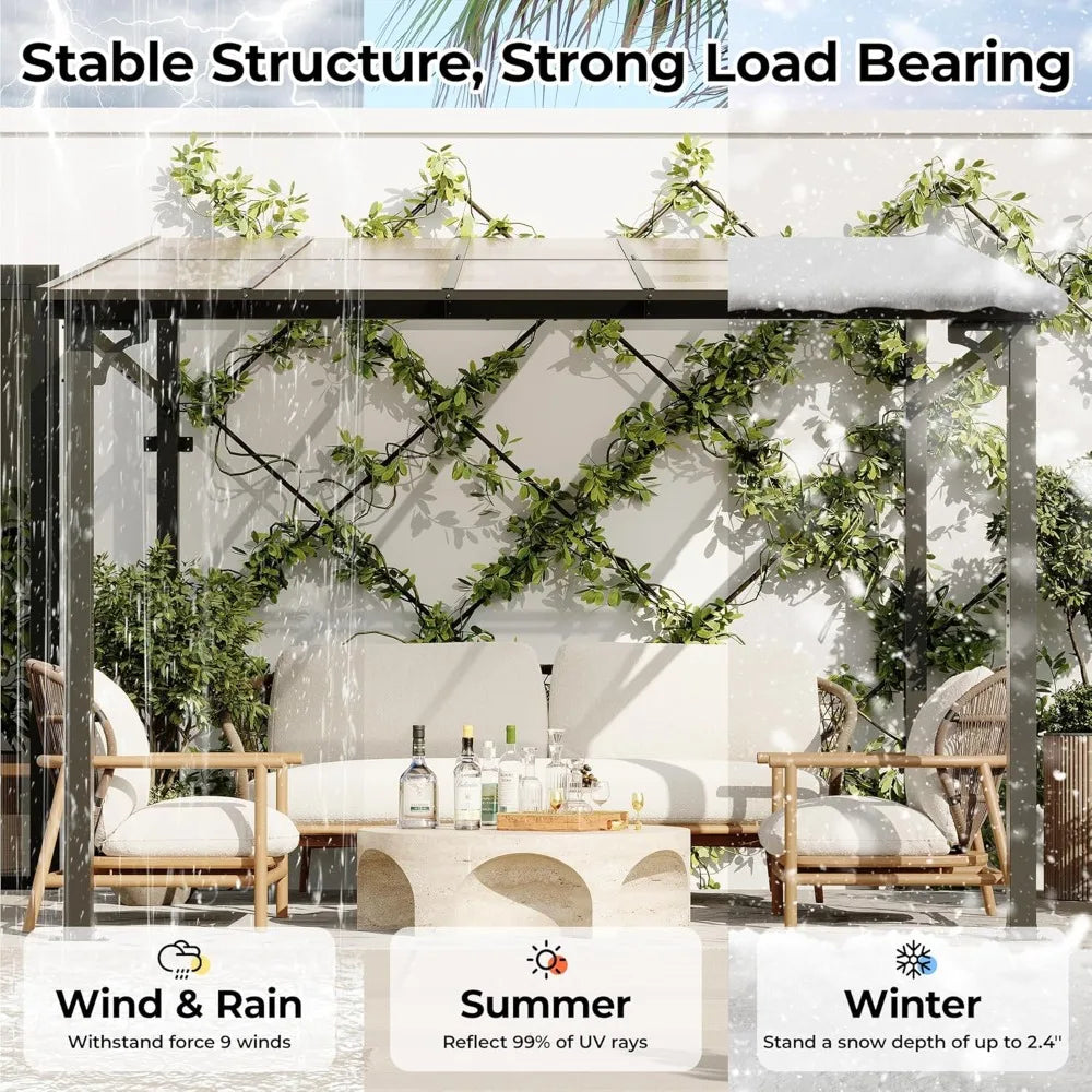 Large Patio Gazebo with Metal Frame and Hard Top,