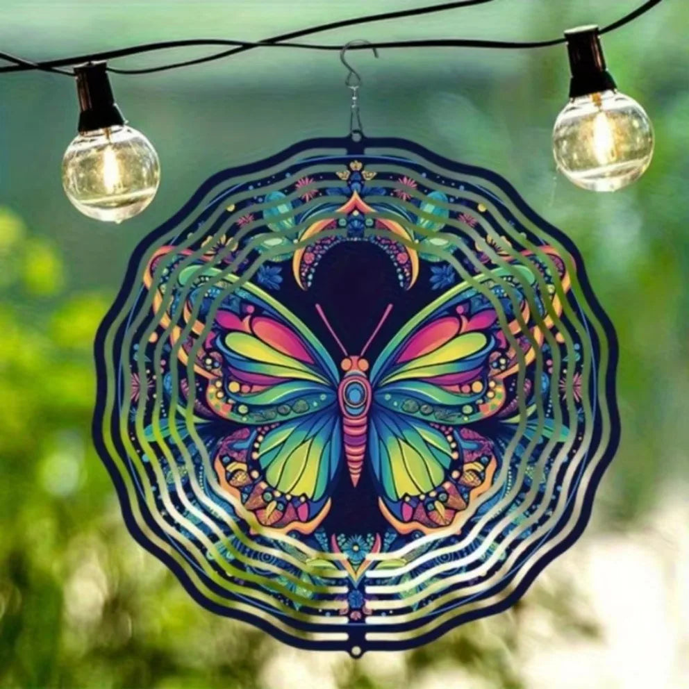 1pc 2D Lotus Mandala Metal Wind Chime (360° Rotating Hook)