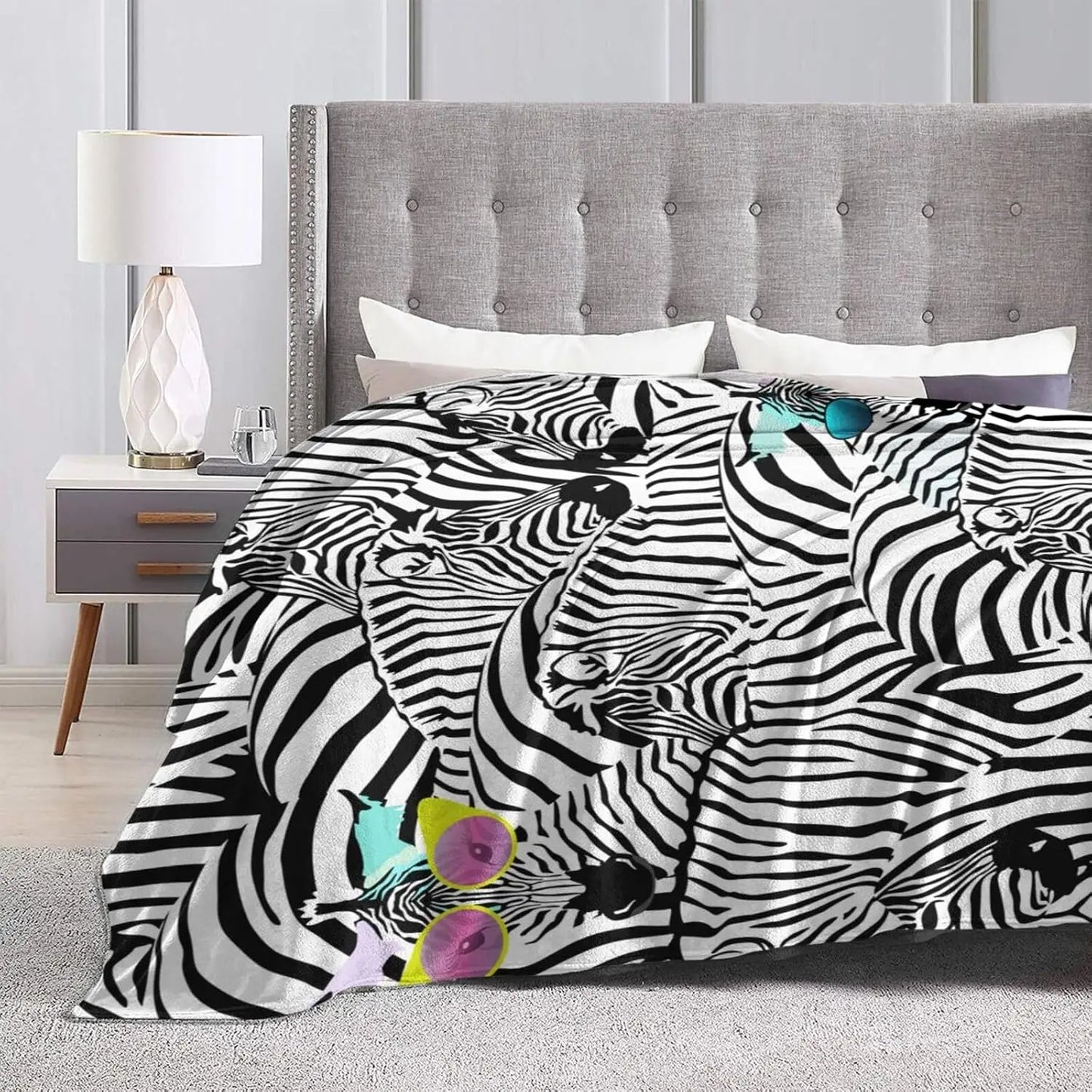 Stylish Zebra Print Blanket Soft Lightweight Throw Blankets Cozy Flannel