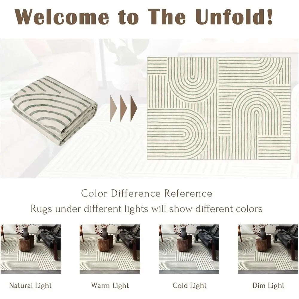 Sage Green Boho Chic 5x7 Area Rug, Ultra-Soft