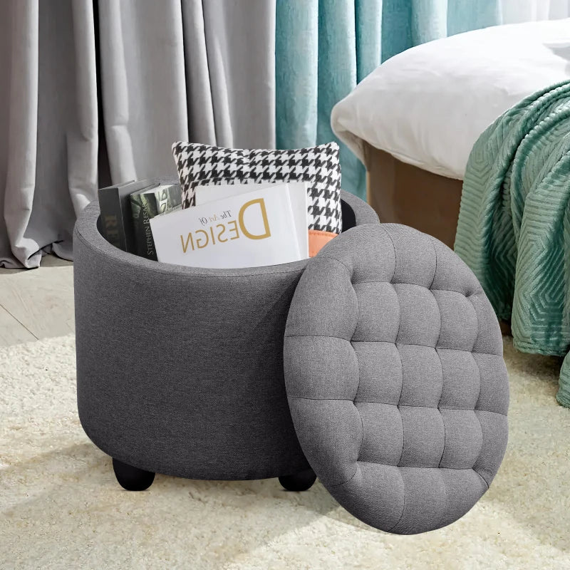 Button Tufted Accent Storage ,  Pouf  Removable Lid