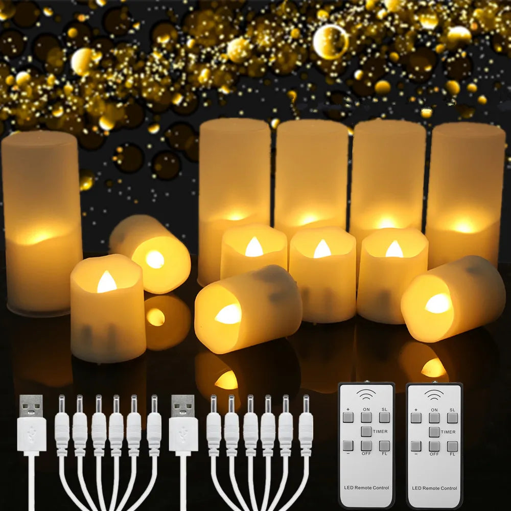 6Pcs/Set Rechargeable LED Candle Timer Remote