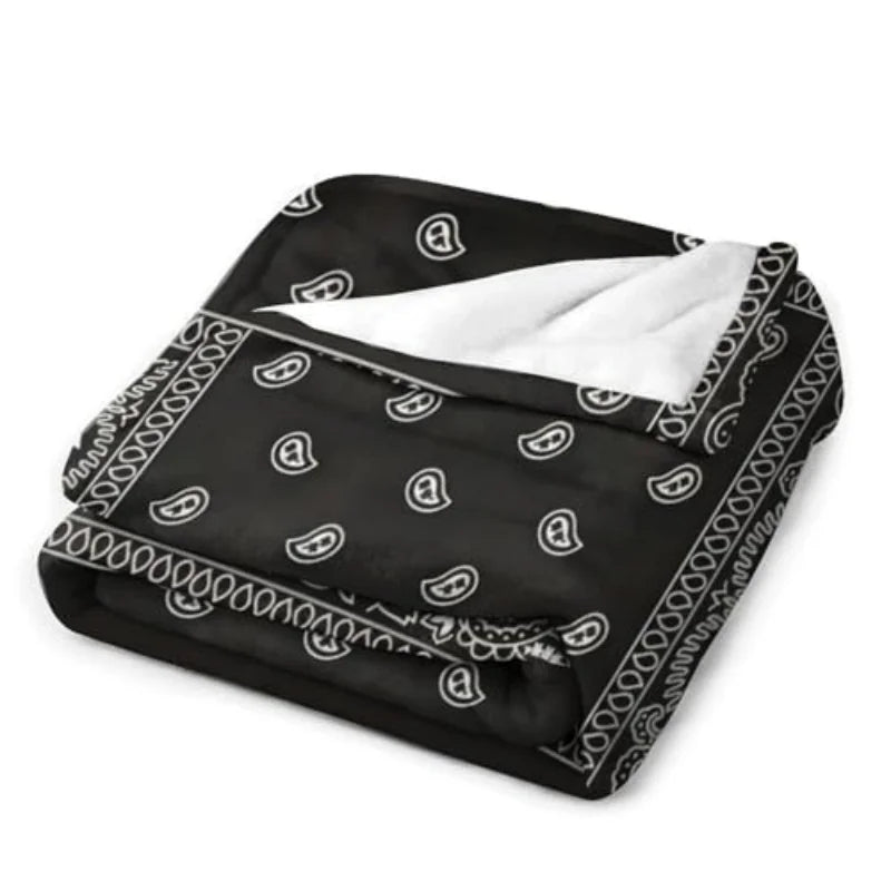 Black Paisley Art Blanket Soft and Warm Throw Super Soft Micro Plush Blanket