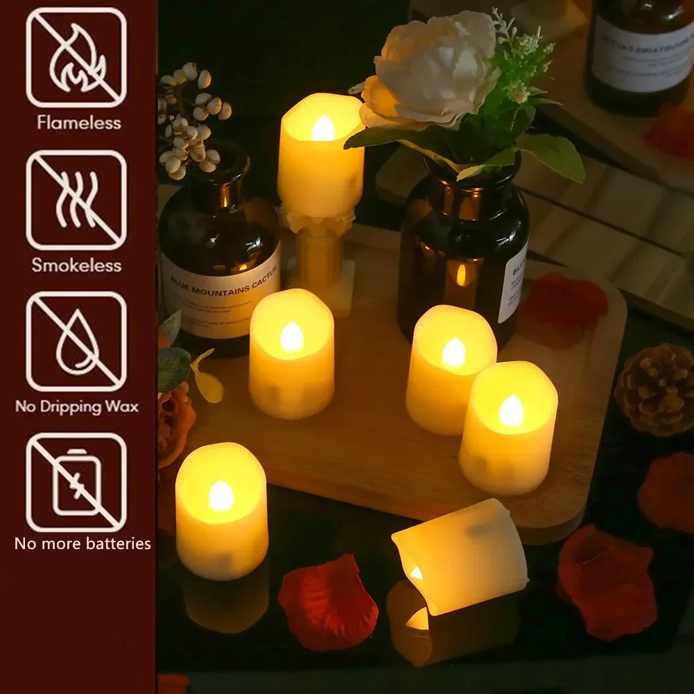 Rechargeable Flameless Votive Candles Remote Control Tea Lights