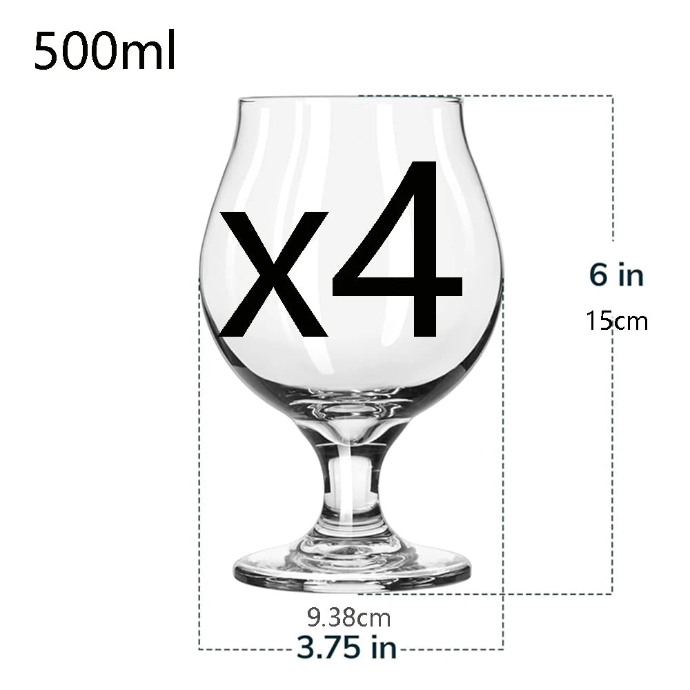 500ml Beer Glasses Classic Craft Goblet Glasses, Premium Tumbler Set, Pub, Unique Design Beer Glasses, Dishwasher Safe
