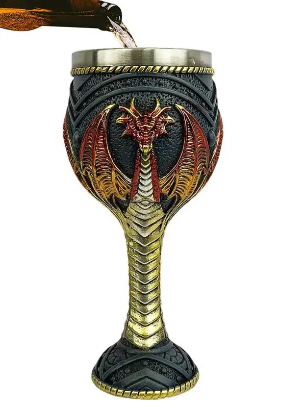 Creative 3D Dragon Beer Cup Resin Stainless Steel  Wine Goblet