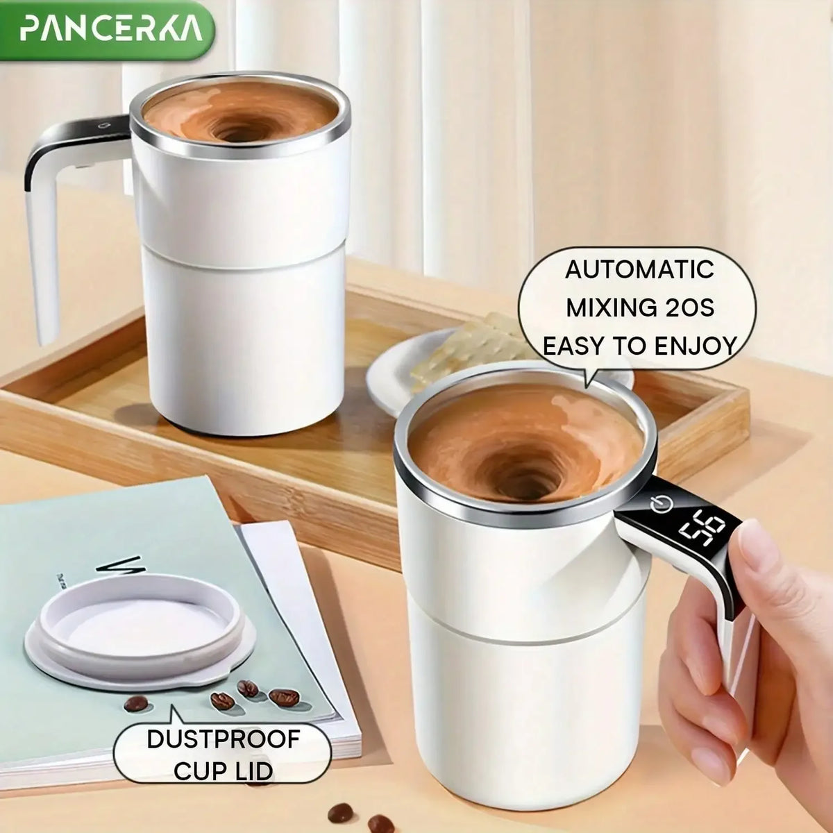 Automatic Stirring Coffee Mug With Temperature Display