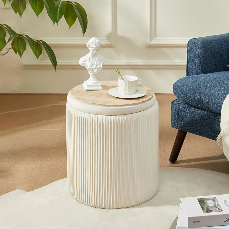 Round Ottoman  Pouf with Storage Space