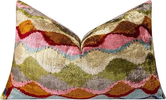 Velvet Throw Pillow 16x24 Inches - Soft  Cushion Feather Fill - Multicolored