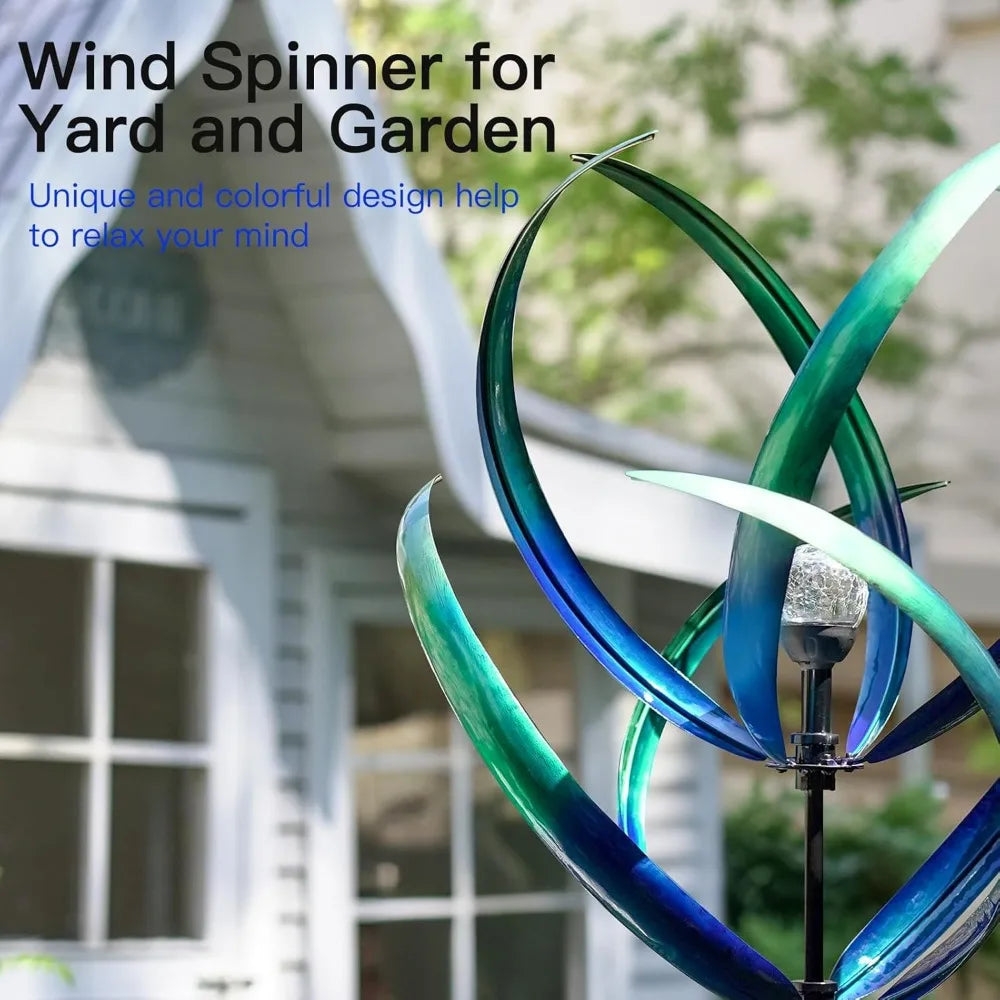 Outdoor Wind Spinners with Solar Light, 82''