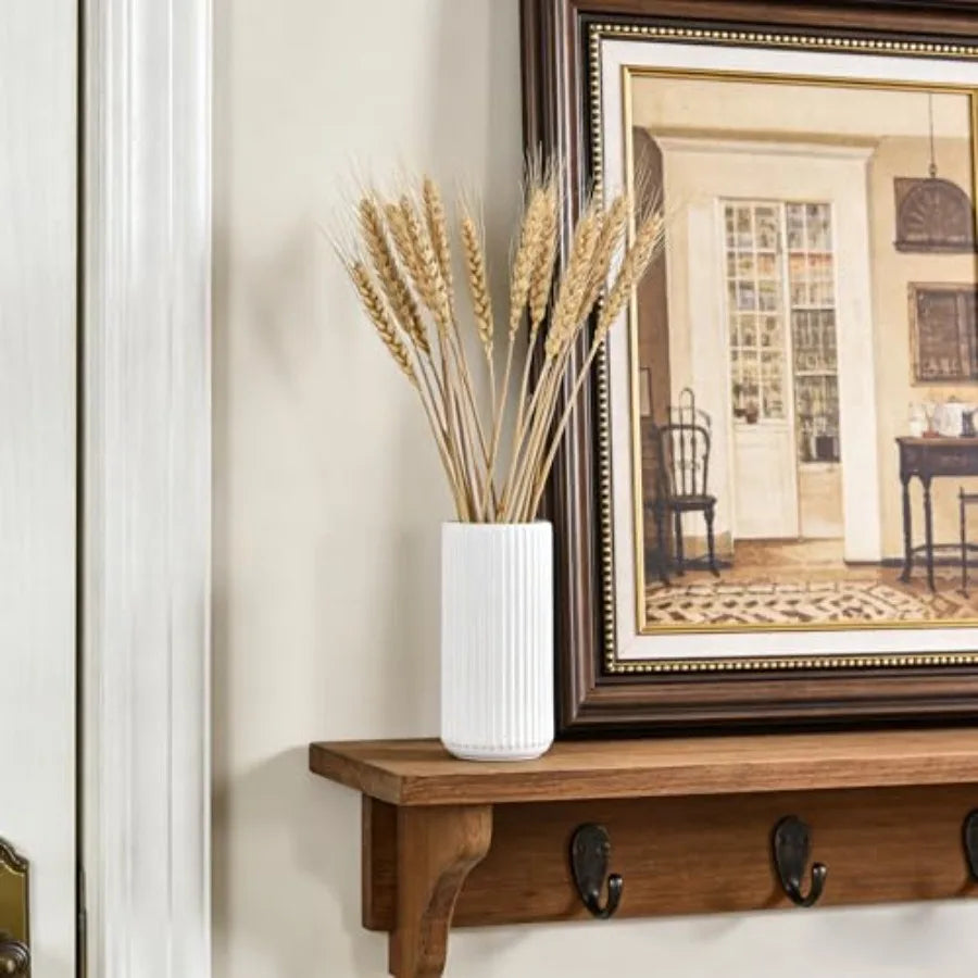 Flower Vase for Pampas Grass, Small  Centerpiece Ribbed Vase