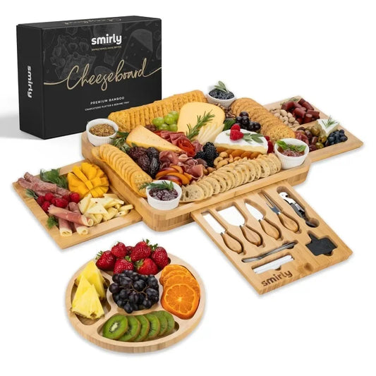 Charcuterie Boards Gift Set: Bamboo Cheese Board Set