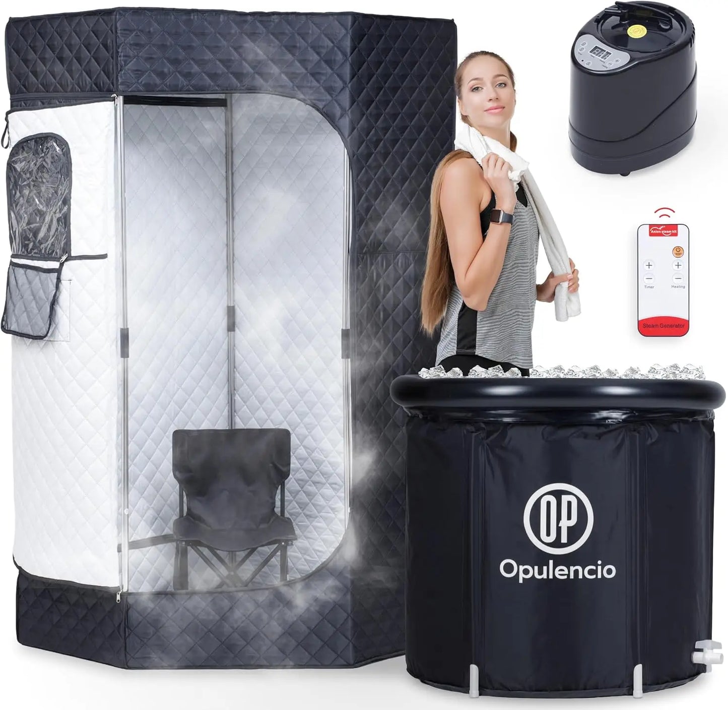 Portable Sauna and Cold Plunge Combo with Ice Tub