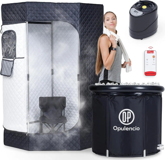 Portable Sauna and Cold Plunge Combo with Ice Tub