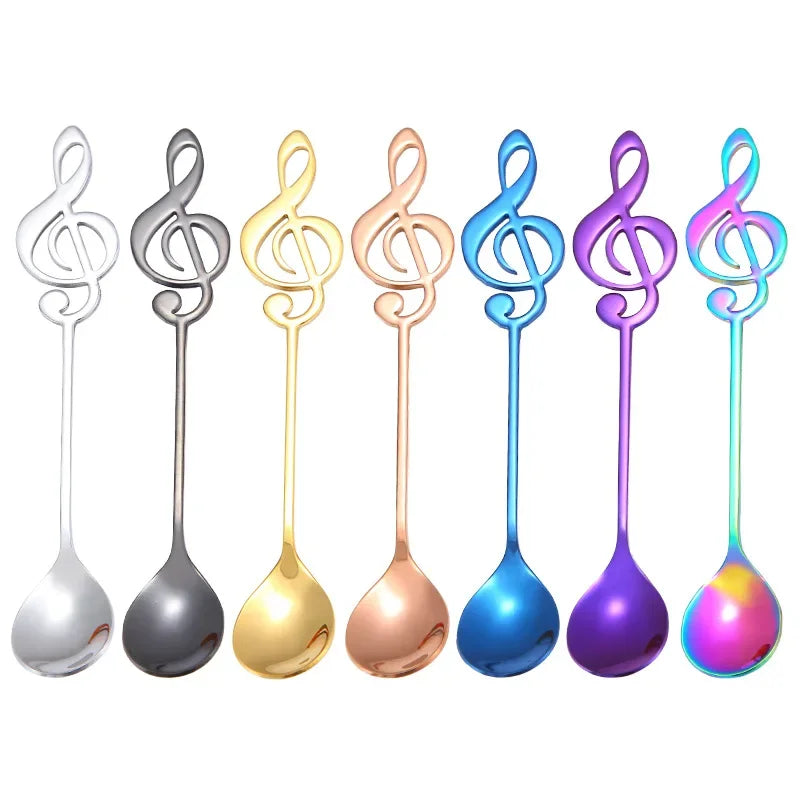 3/5/10pcs 304 Stainless Steel Musical Notes Coffee Spoon